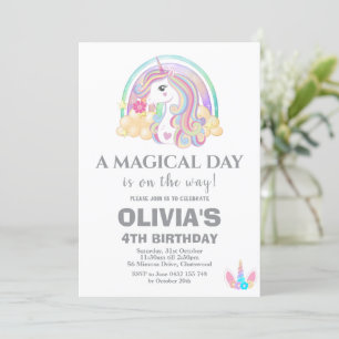 Unicorn Birthday Party Decorations Invitation