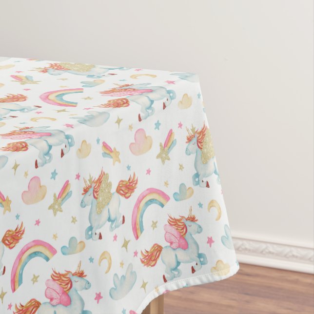 Unicorn Birthday Party Decorations Tablecloth (In Situ)