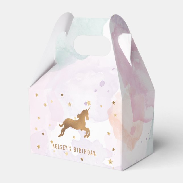 Unicorn  Birthday Party Favor Box (Front Side)