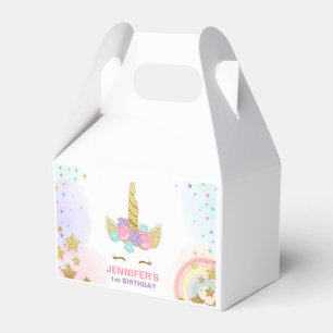 Unicorn Birthday Party Favour Box Magical Pink Gol