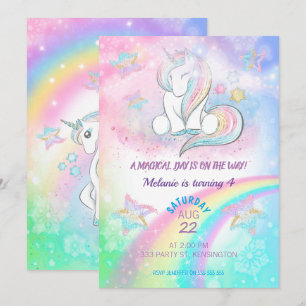 Unicorn Birthday Party Girl Invitation