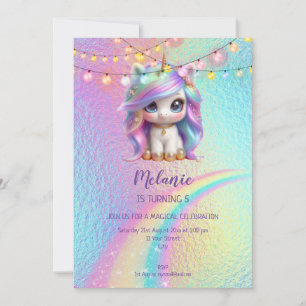 Unicorn Birthday Party Girl Invitation