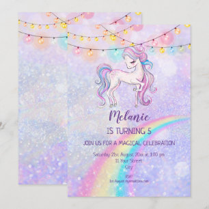Unicorn Birthday Party Girl Invitation