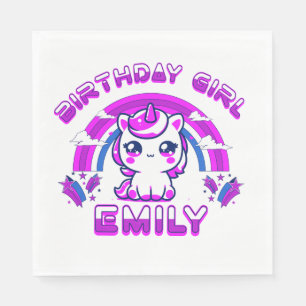 Unicorn Birthday Party Girls Napkins - Editable