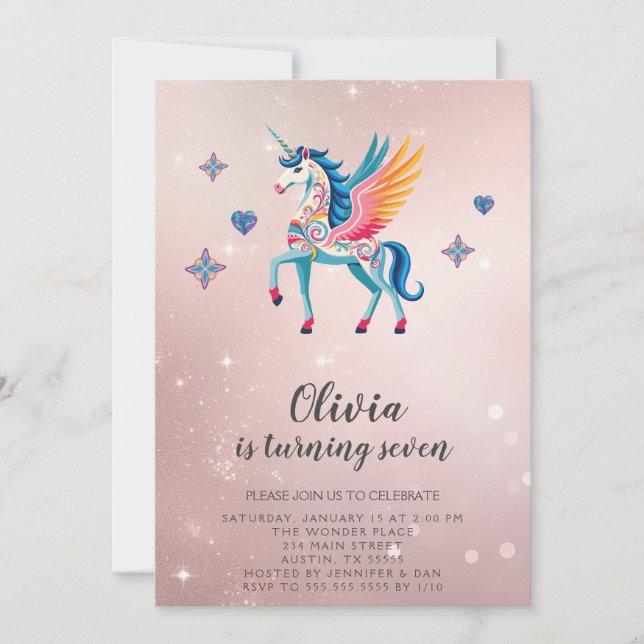 Unicorn Birthday Party Invitation (Front)