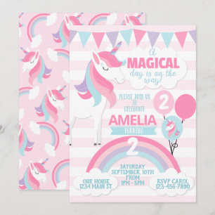 Unicorn Birthday Party Invitation Invite