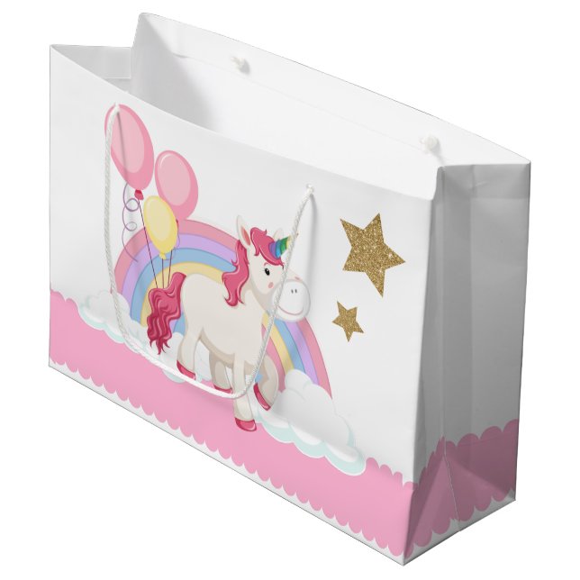 Unicorn Birthday Party    Large Gift Bag (Front Angled)