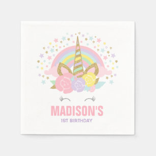 Unicorn Birthday Party Napkin Whimsical Unicorn