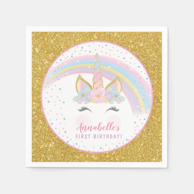 Unicorn Birthday Party Napkins (Front)