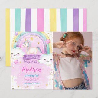 Unicorn Birthday Party Photo Invitation