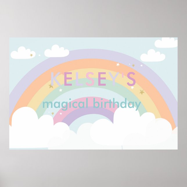 Unicorn Birthday Party Poster Unicorn Decorations (Front)