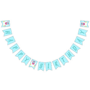 Unicorn Birthday Party Teal Bunting Flags