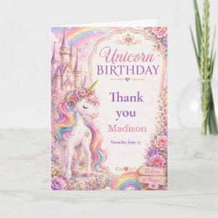Unicorn Birthday Party Thank You Card