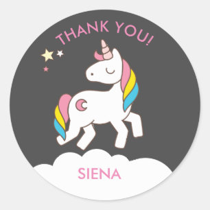 Unicorn Birthday Party Thank You Classic Round Sticker