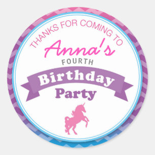 Unicorn Birthday Party Thank you Sticker