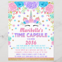 Unicorn Birthday Party Time Capsule Sign