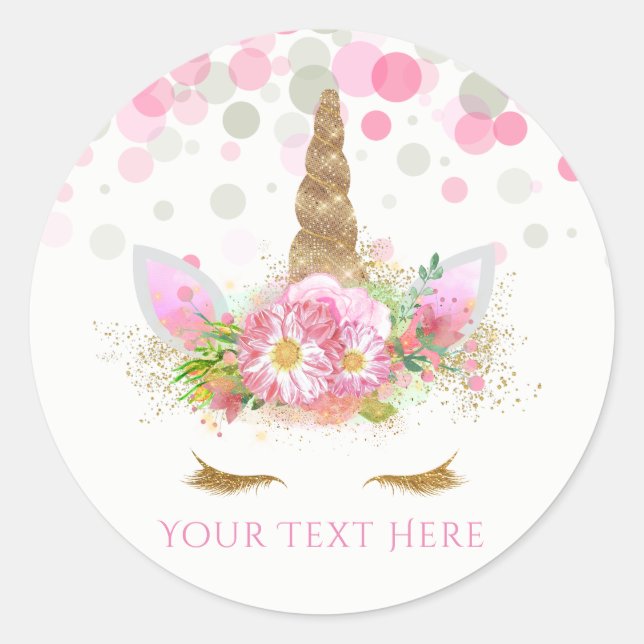Unicorn Birthday Party Unicorn Face Stickers (Front)