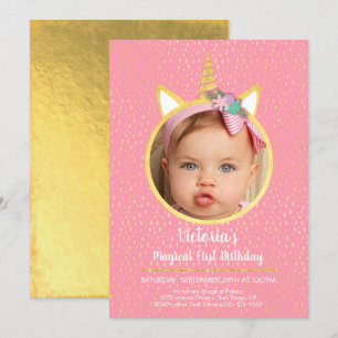 Unicorn Birthday Party with Photo Invitation