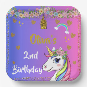 Unicorn Birthday Plates Rainbow Unicorn Party