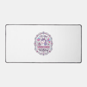 Unicorn Birthday Queen of Unicorn Land Trendy Grap Desk Mat