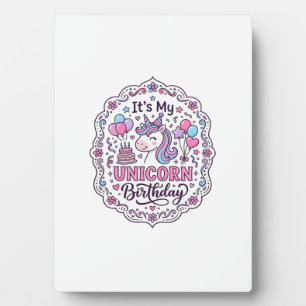 Unicorn Birthday Queen of Unicorn Land Trendy Grap Plaque