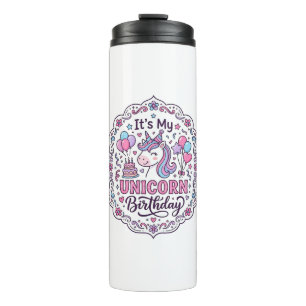 Unicorn Birthday Queen of Unicorn Land Trendy Grap Thermal Tumbler