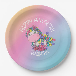 Unicorn Birthday Rainbow Paper Plate