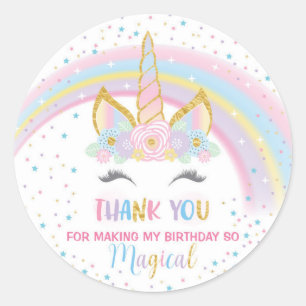 Unicorn Birthday Star Favour Stickers