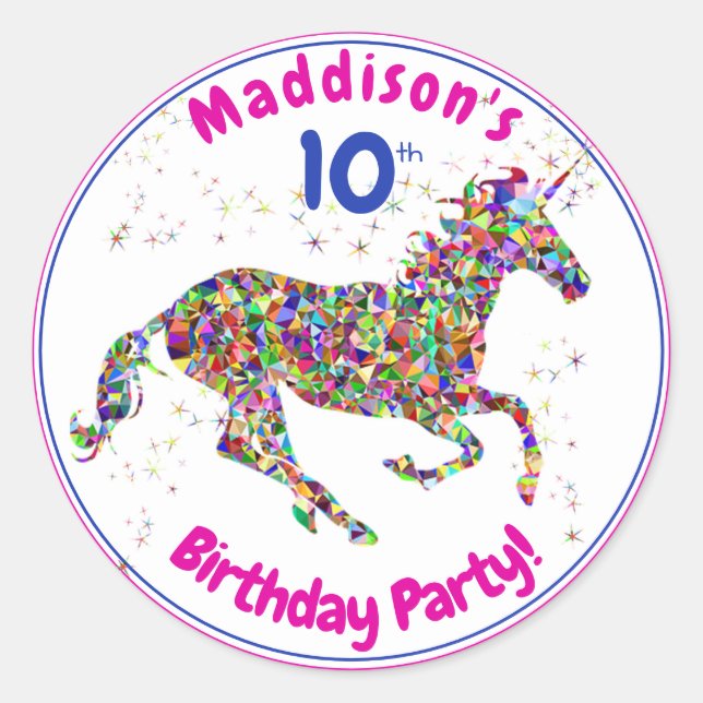 Unicorn Birthday Sticker (Front)