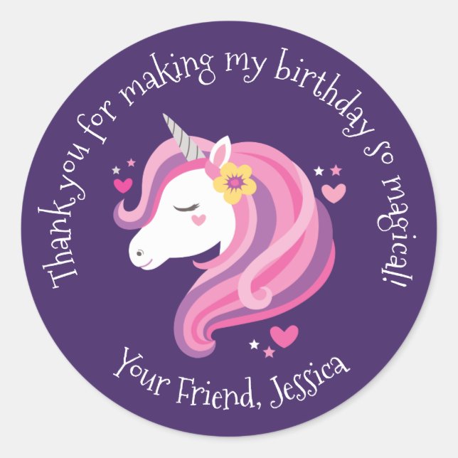 Unicorn Birthday Sticker (Front)