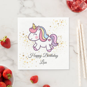 unicorn birthday theme napkin
