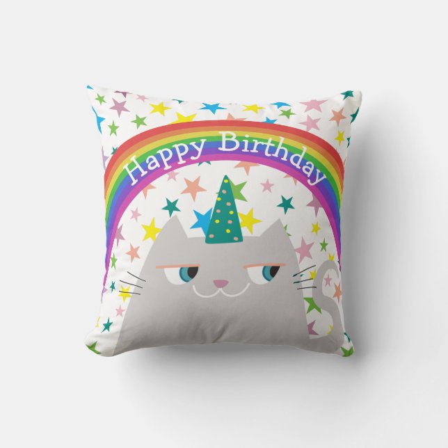 Unicorn Birthday Throw Pillow (Front)