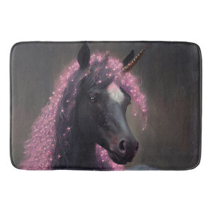 Unicorn Black and Pink Fairy Fantasy Creature  Bath Mat