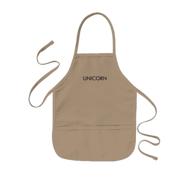 "Unicorn" black letters white minimalist Kids Apron (Front)