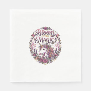 Unicorn Bloom with Magic POD Ready White Backgroun Napkin