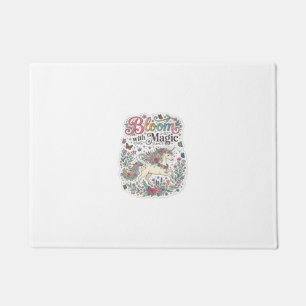Unicorn Bloom with Magic Premium Vector Typography Doormat