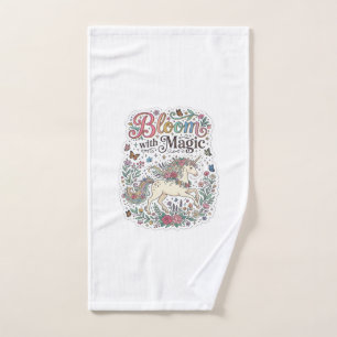 Unicorn Bloom with Magic Premium Vector Typography Hand Towel