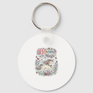 Unicorn Bloom with Magic Premium Vector Typography Keychain