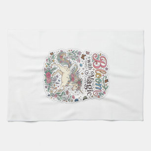 Unicorn Bloom with Magic Premium Vector Typography Kitchen Towel