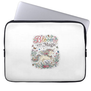 Unicorn Bloom with Magic Premium Vector Typography Laptop Sleeve