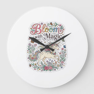Unicorn Bloom with Magic Premium Vector Typography Large Clock