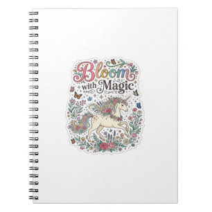 Unicorn Bloom with Magic Premium Vector Typography Notebook