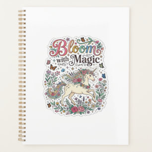 Unicorn Bloom with Magic Premium Vector Typography Planner