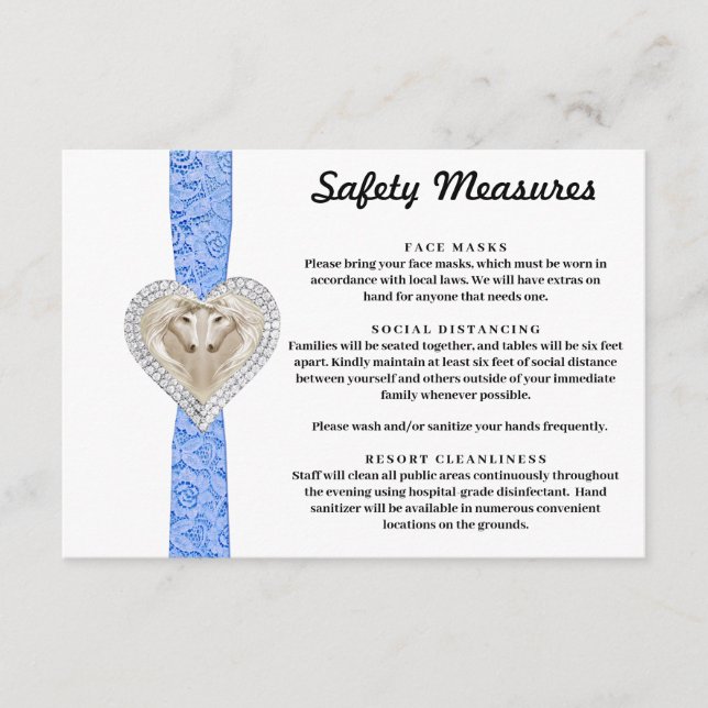 Unicorn Blue Lace Safety Measures Enclosure Card (Front)