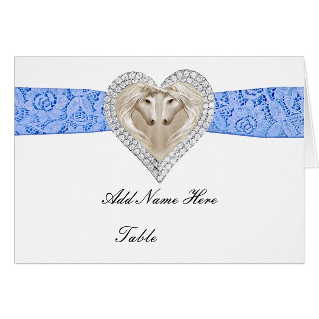 Unicorn Blue Lace Table Place Card (Front Horizontal)