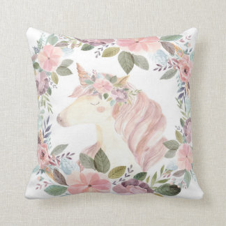 Unicorn Blush Boho Floral Baby Nursery Pillow Girl