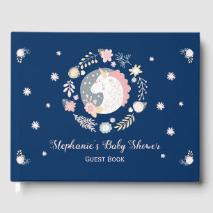 Unicorn Blush & Navy Baby Shower Personalized Guest Book