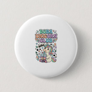 Unicorn Boba Unicorn Club Kawaii Typography Design 2 Inch Round Button