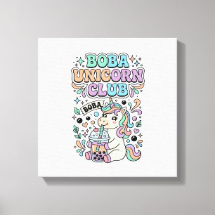Unicorn Boba Unicorn Club Kawaii Typography Design Canvas Print