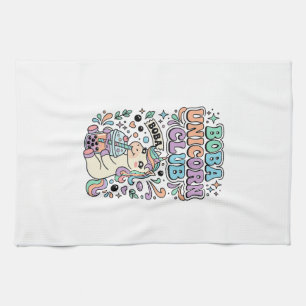 Unicorn Boba Unicorn Club Kawaii Typography Design Kitchen Towel